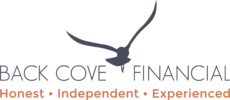 Logo of Back Cove Financial featuring a flying bird and the words "Honest, Independent, Experienced."