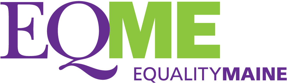 Logo featuring the word "EQME" in purple and green with "EqualityMaine" beneath it.