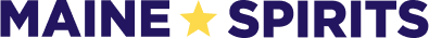 Logo of Maine Spirits featuring dark blue text and a golden star.