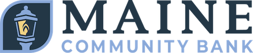 Logo of Maine Community Bank featuring a lantern and text in blue tones.