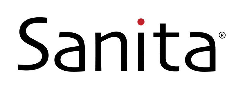 Logo of Sanita featuring stylized black text and a red dot above the 'i'.