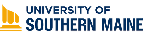 Logo of the University of Southern Maine with a stylized flame above text.