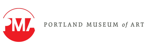 Logo of the Portland Museum of Art featuring a red and black abstract design.